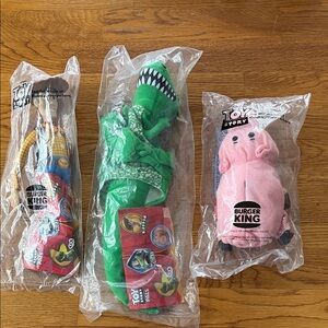 NIP Toy Story Burger King Plush Set - Woody, Rex, Hamm